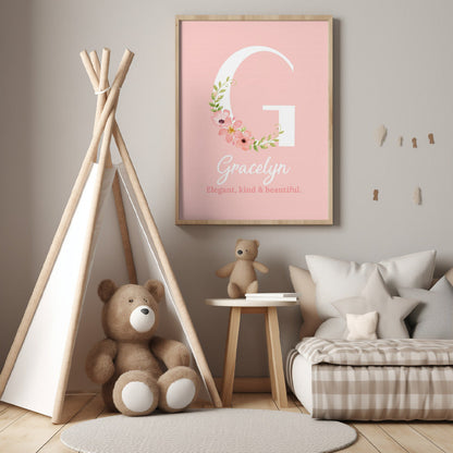 Personalised Name Print - Nursery Décor - Girl's Room Custom Wall Art