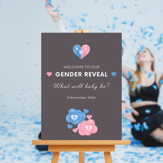 Gender Reveal Bundle - Matching Digital Invitation + Welcome Sign Board - Delivery South Africa - SassiBloom
