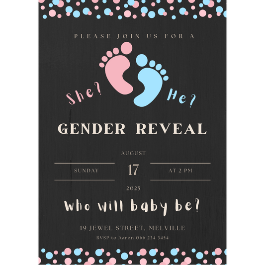 Customise Digital Gender Reveal Invitation - Baby Shower Custom Invite - South Africa SassiBloom