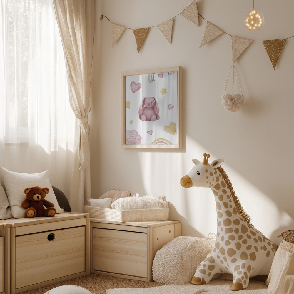 Girl's Poster - Nursery Décor Prints - Rainbow Cupcake Hearts