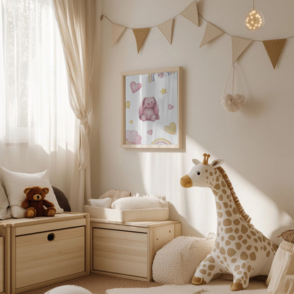 Girl's Poster - Nursery Décor Prints - Rainbow Cupcake Hearts