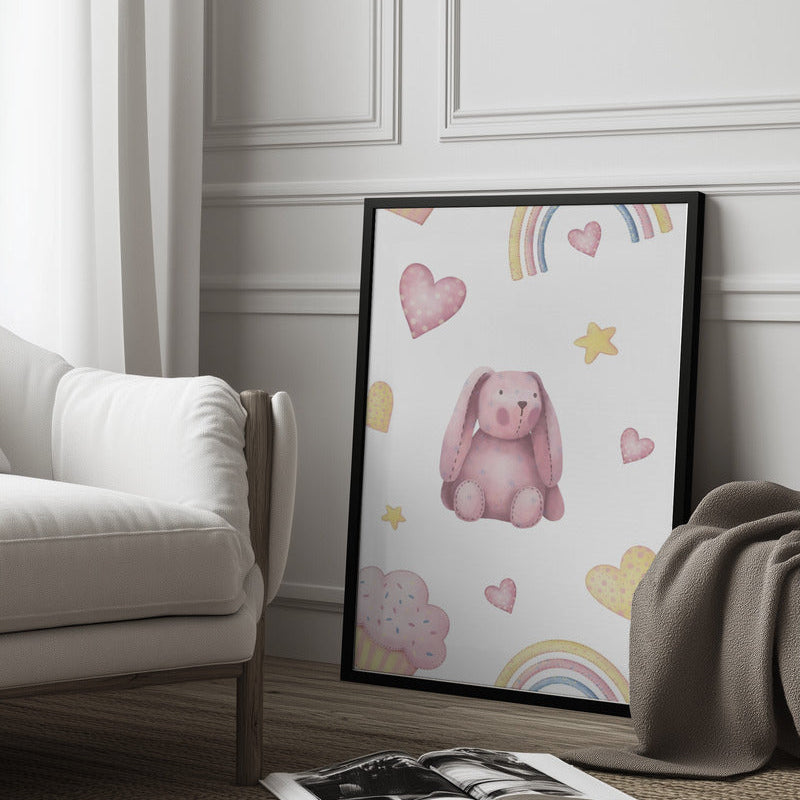 Girl's Poster - Nursery Décor Prints - Rainbow Cupcake Hearts
