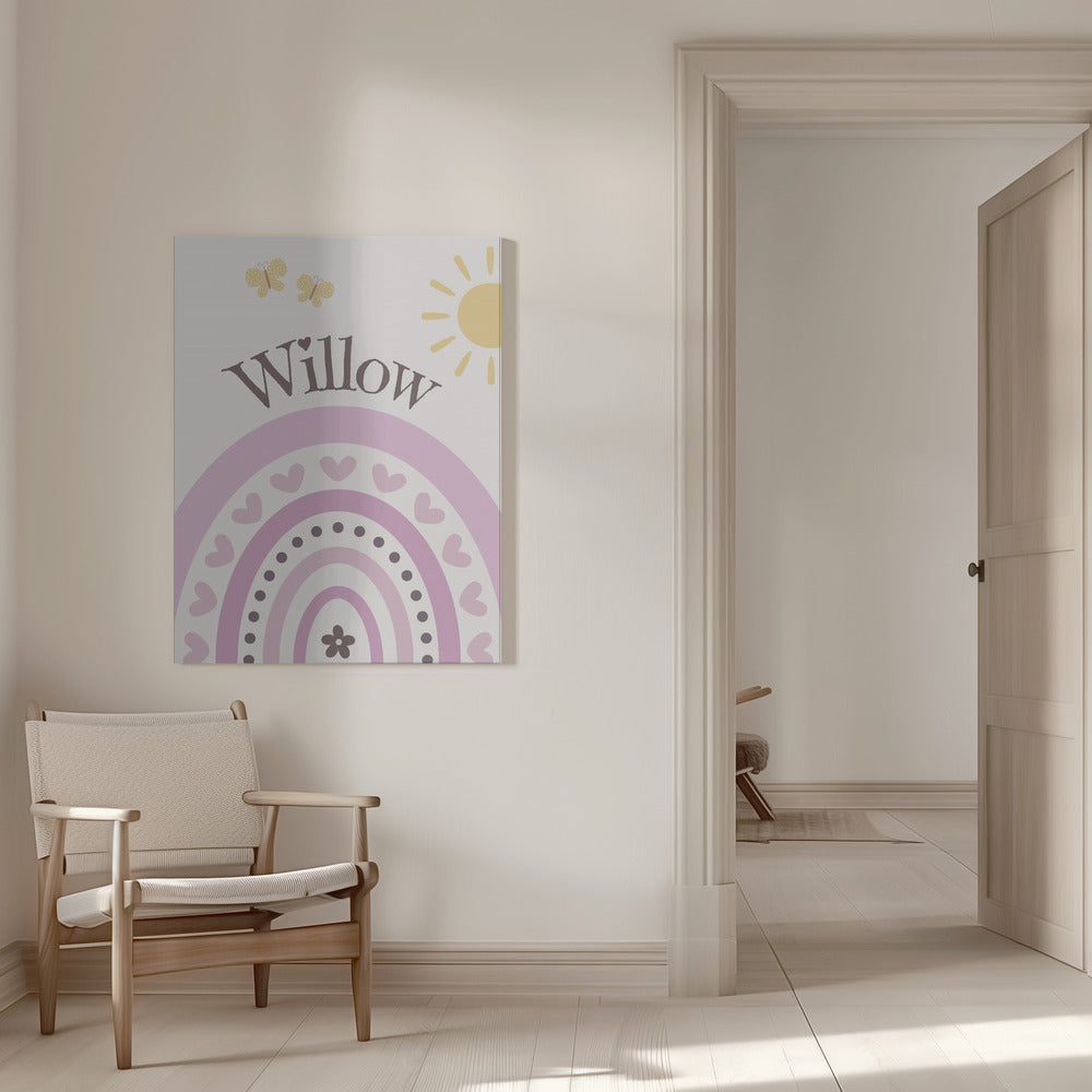 Personalised Girl's Name on Canvas - Rainbow, Butterflies & Sunshine Customised Design