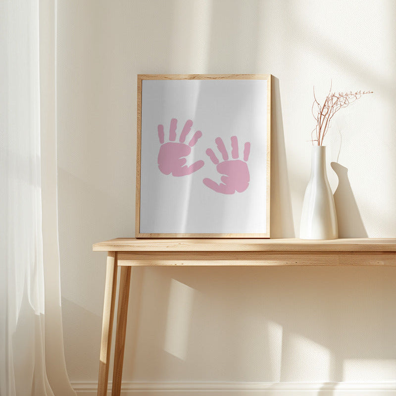 Girl's Poster Set - Nursery Décor Prints - Pink Handprints & Footprints