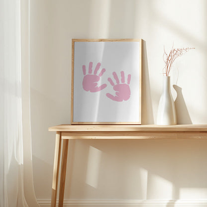 Girl's Poster Set - Nursery Décor Prints - Pink Handprints & Footprints