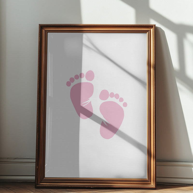 Girl's Poster Set - Nursery Décor Prints - Pink Handprints & Footprints