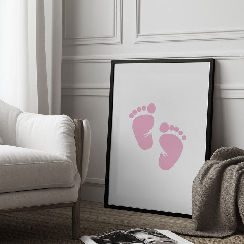 Girl's Poster Set - Nursery Décor Prints - Pink Handprints & Footprints