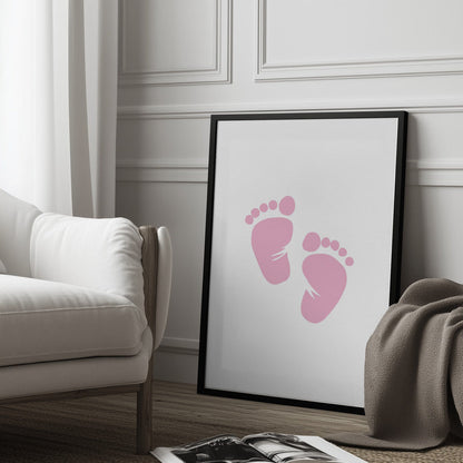Girl's Poster Set - Nursery Décor Prints - Pink Handprints & Footprints