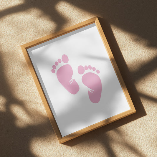 Girl's Poster Set - Nursery Décor Prints - Pink Handprints & Footprints