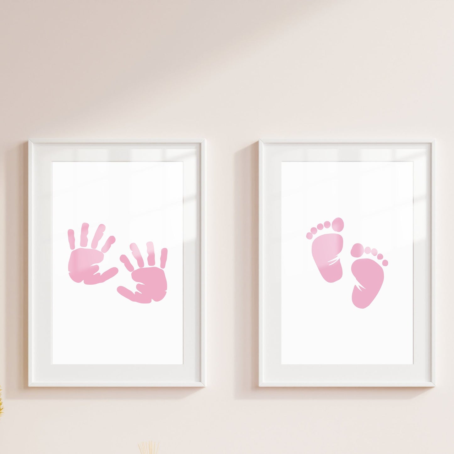 Girl's Poster Set - Nursery Décor Prints - Pink Handprints & Footprints