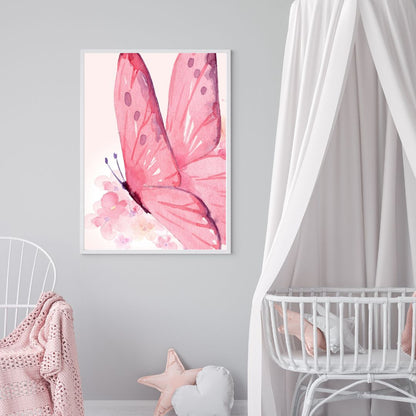 Girl's Wall Art Set - Nursery Décor Prints - Pink Unicorn Butterfly