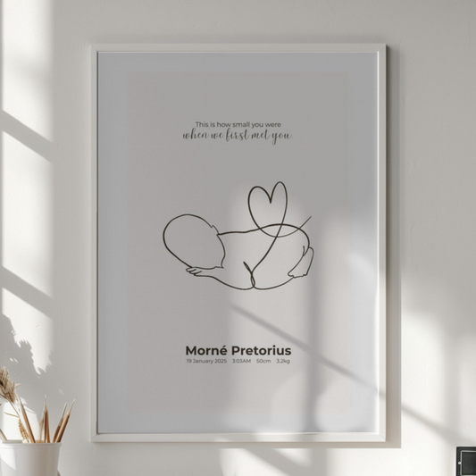 Customised Birth Poster - SassiBloom Life-Size Newborn Prints - South Africa Personalised Baby & Kid Wall Art