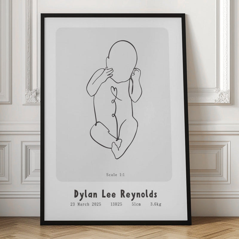 Life Size Birth Poster Print - SassiBloom South Africa - Custom Newborn Artwork