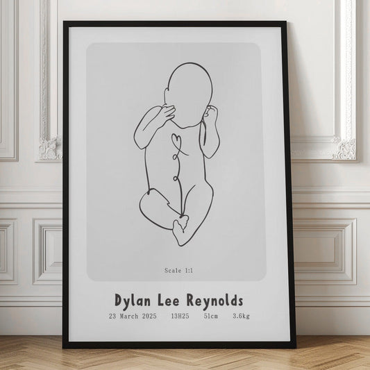 Life Size Birth Poster Print - SassiBloom South Africa - Custom Newborn Artwork