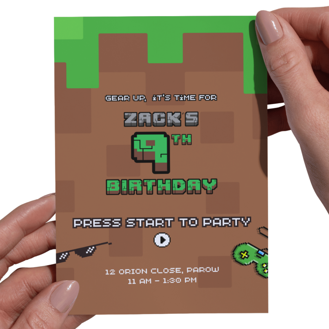 Customised Kids' Birthday Party Digital Invitation - Minecraft Theme - Design Event Decor SassiBloom