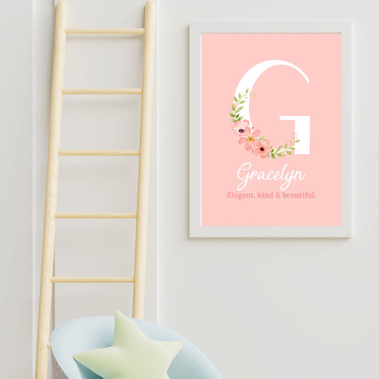 Personalised Name Print - Nursery Décor - Girl's Room Custom Wall Art