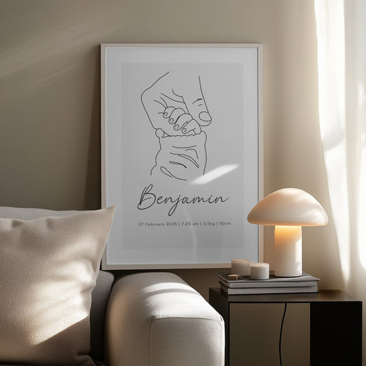 Personalised Birth Poster - Baby Name Length Weight Date - SassiBloom Custom Nursery Poster Prints