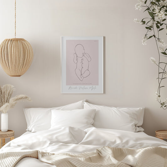 Life Size Birth Poster Print - Personalised Newborn Birth Sketch - SassiBloom Custom Nursery Decor - South Africa