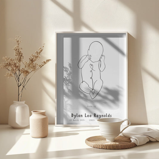 Personalised Life Size Birth Poster Print - SassiBloom South Africa - Customised Newborn Artwork