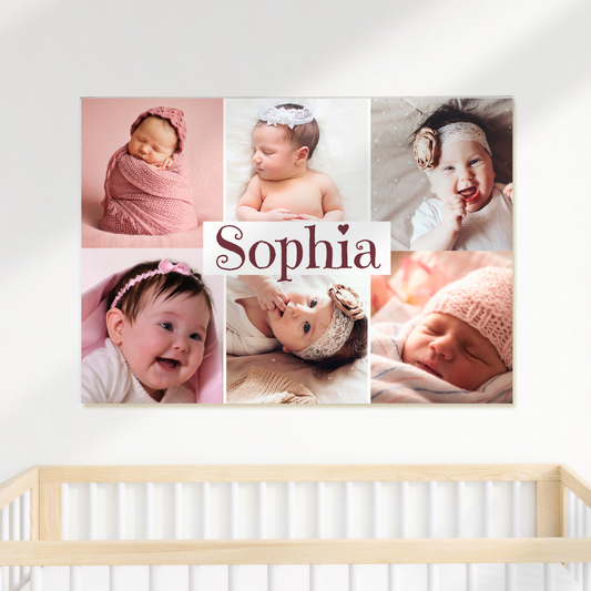 Custom Photo Print on Canvas: Personalised Girl's Name - Nursery Kids Decor