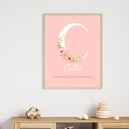 Personalised Name Print - Nursery Décor - Girl's Room Custom Wall Art
