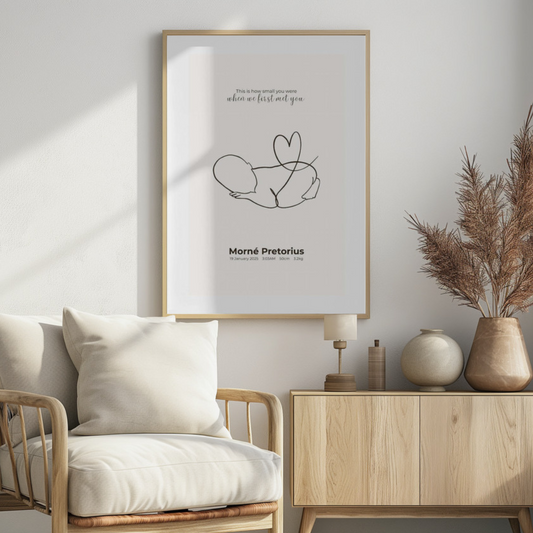 Customised Birth Poster - SassiBloom Life-Size Newborn Prints - South Africa Personalised Baby & Kid Wall Art