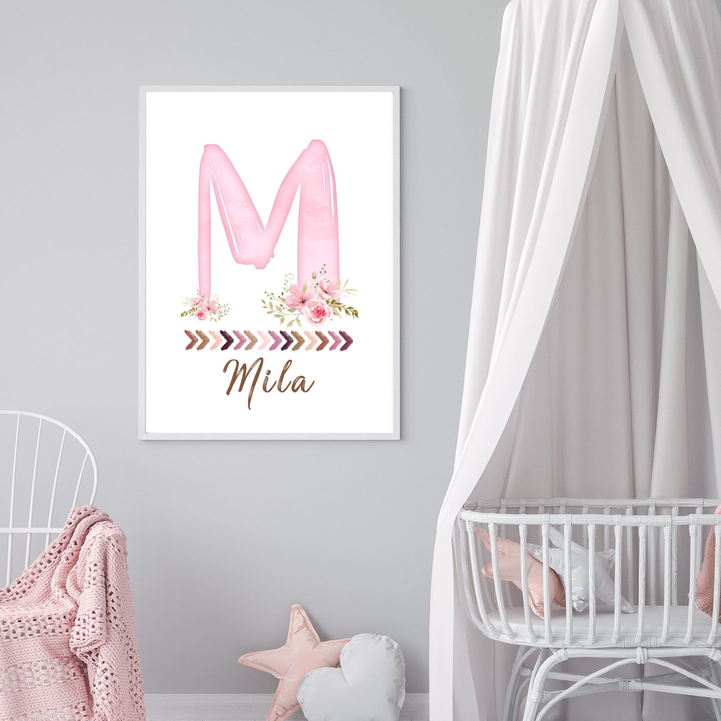 Personalised Custom Name Wall Art | Decor Print for Baby Kids Nursery Room | SassiBloom