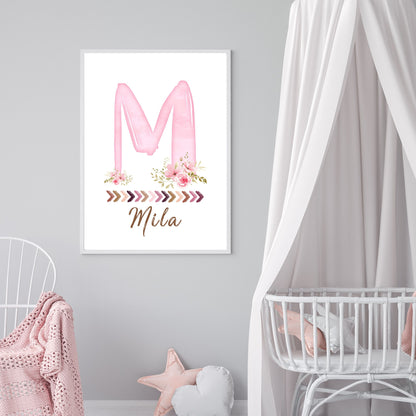Personalised Custom Name Wall Art | Decor Print for Baby Kids Nursery Room | SassiBloom