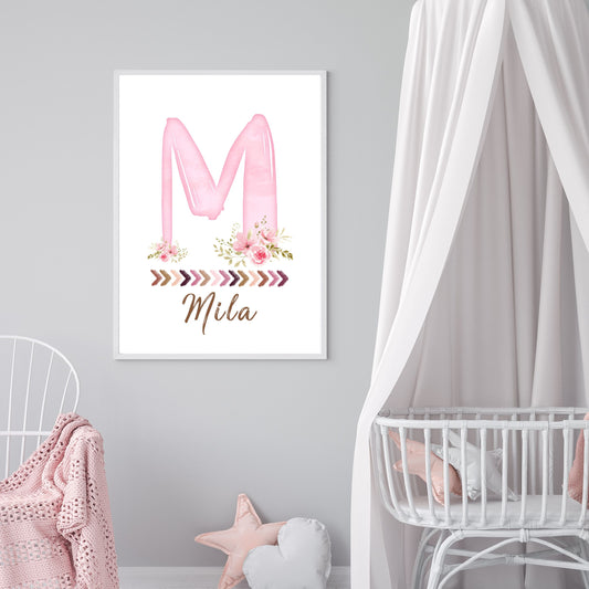 Personalised Custom Name Wall Art | Decor Print for Baby Kids Nursery Room | SassiBloom